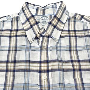 Brooks Brothers 1818 Shirt L Mens L/S Regent Baird McNutt Linen Multicolor Plaid